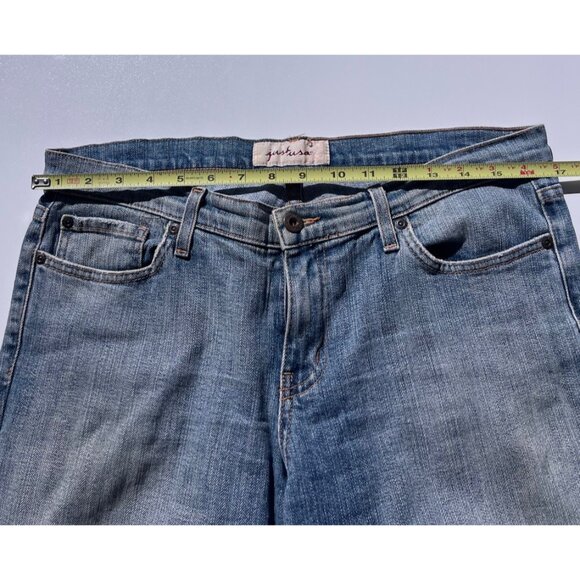 Just USA Blue Distressed Blue Ultra Mid Long Short Jean Shorts Women’s Sz 13 - Picture 4 of 11